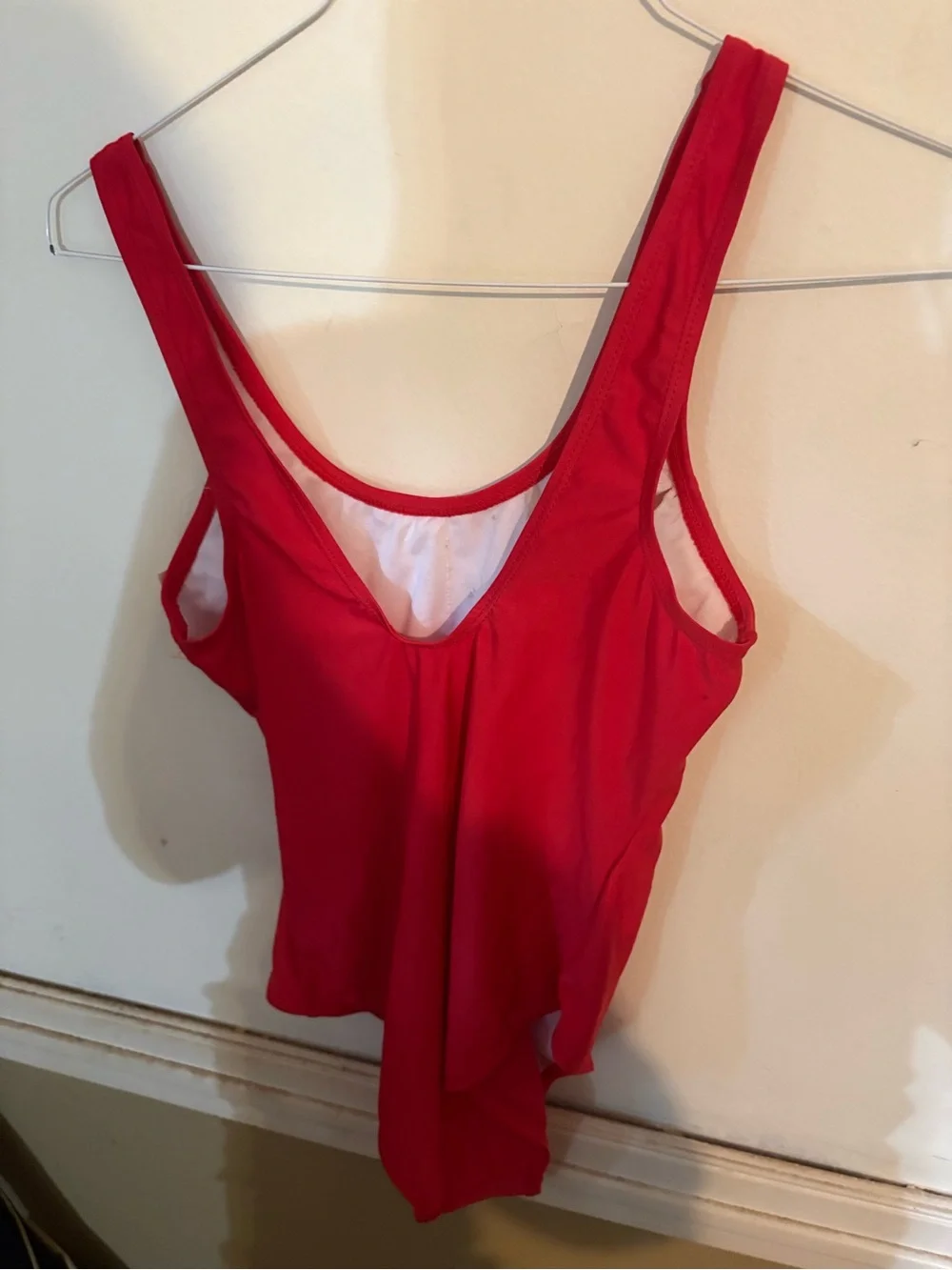 Bobbie Brooks Red One-Piece Swimsuit with White “BEACH PLEASE” Print
